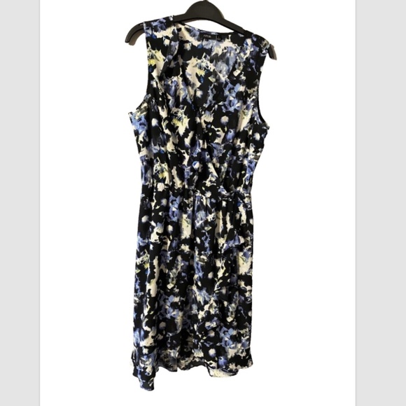 APT 9 Dress Blue Floral Large 10 12 14 V Neck Midi Washable - Picture 2 of 7